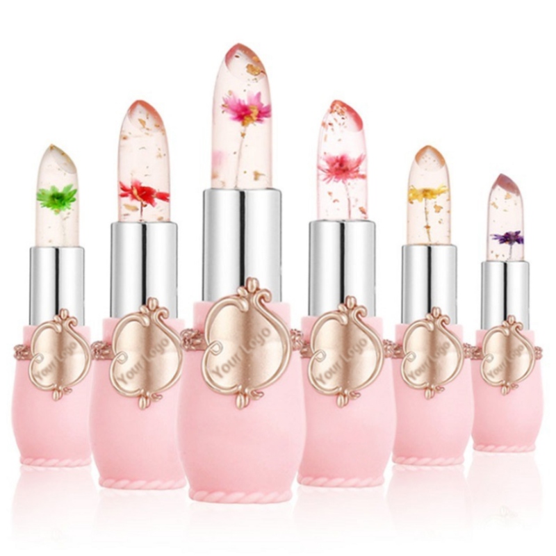 Transparenter Blumenlippenstift.